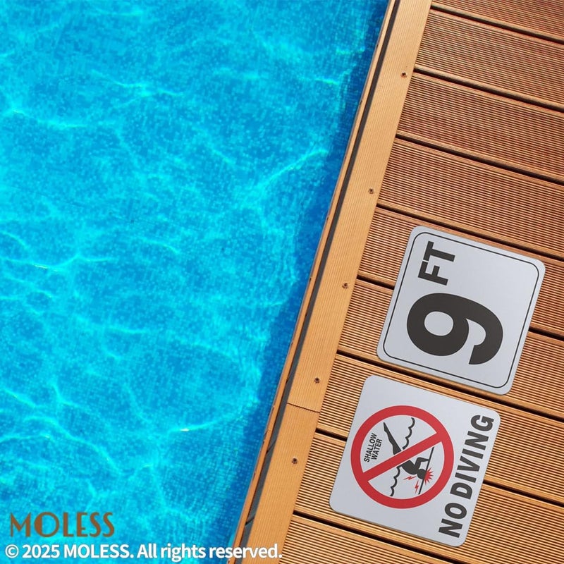 MOLESS 9FT Pool Depth Marker Stickers – 6x6″ Anti-Slip Vinyl Tile Stickers for Swimming Pool Safety Signs, Adhesive Pool Depth Markers for Decks, 9 FT (1 Pack) - Image 3